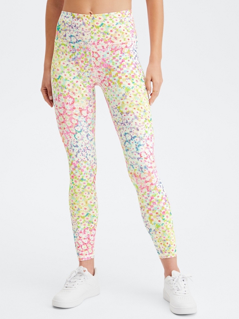 Fabletics Define PowerHold High-Waisted 7/8 Leggings Patchwork Daisy Size M